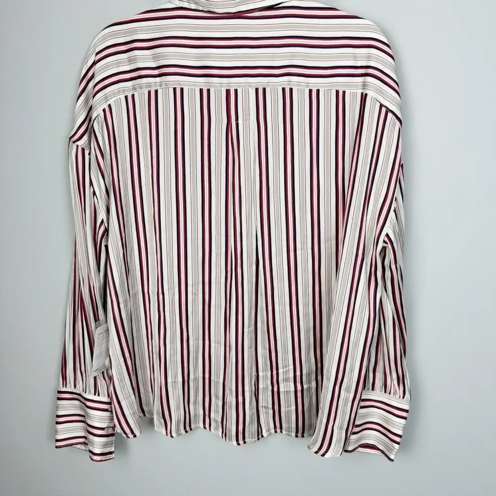 FREE PEOPLE | NEW Striped Button Front Double Pocket Long Sleeve Top Women’s M